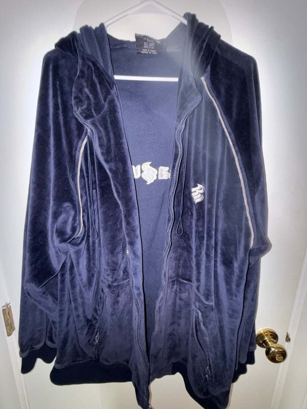 Rocawear Navy Velour Full Zip Hoodie Jacket XXL